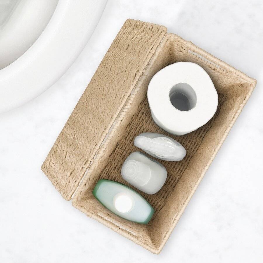EHC Chic Handwoven Slimline Paper rope Bathroom Storage Unit, Khakhi