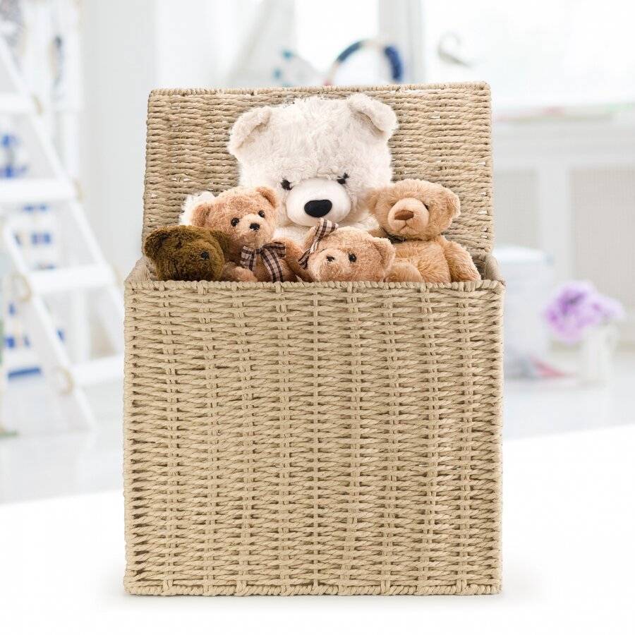 EHC Chic Handwoven Slimline Paper rope Bathroom Storage Unit, Khakhi