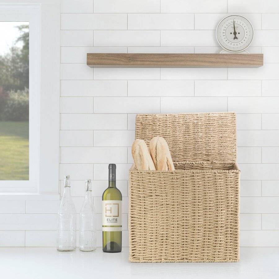 EHC Chic Handwoven Slimline Paper rope Bathroom Storage Unit, Khakhi