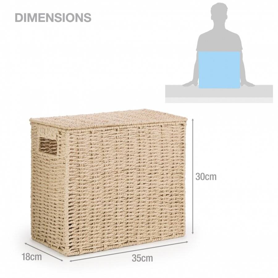 EHC Chic Handwoven Slimline Paper rope Bathroom Storage Unit, Khakhi
