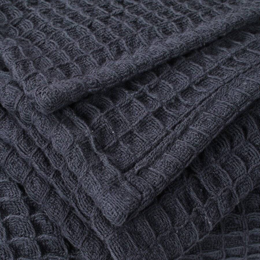 EHC Luxuriously Soft Chunky Cotton Waffle Throws, King Size - Charcoal