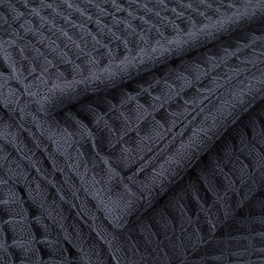 EHC Soft Chunky Cotton Waffle Single Throw For Sofa & Bed - Charcoal