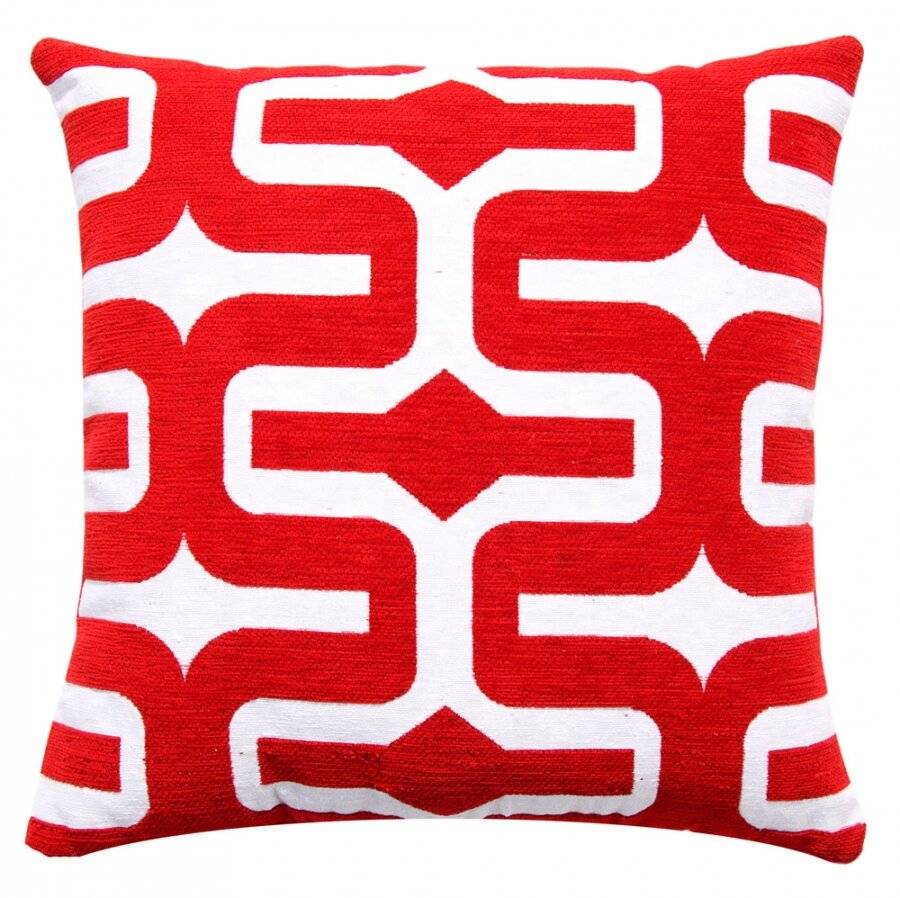 Classic Chenille Moroccan Cushion Cover 17" x 17" - Red