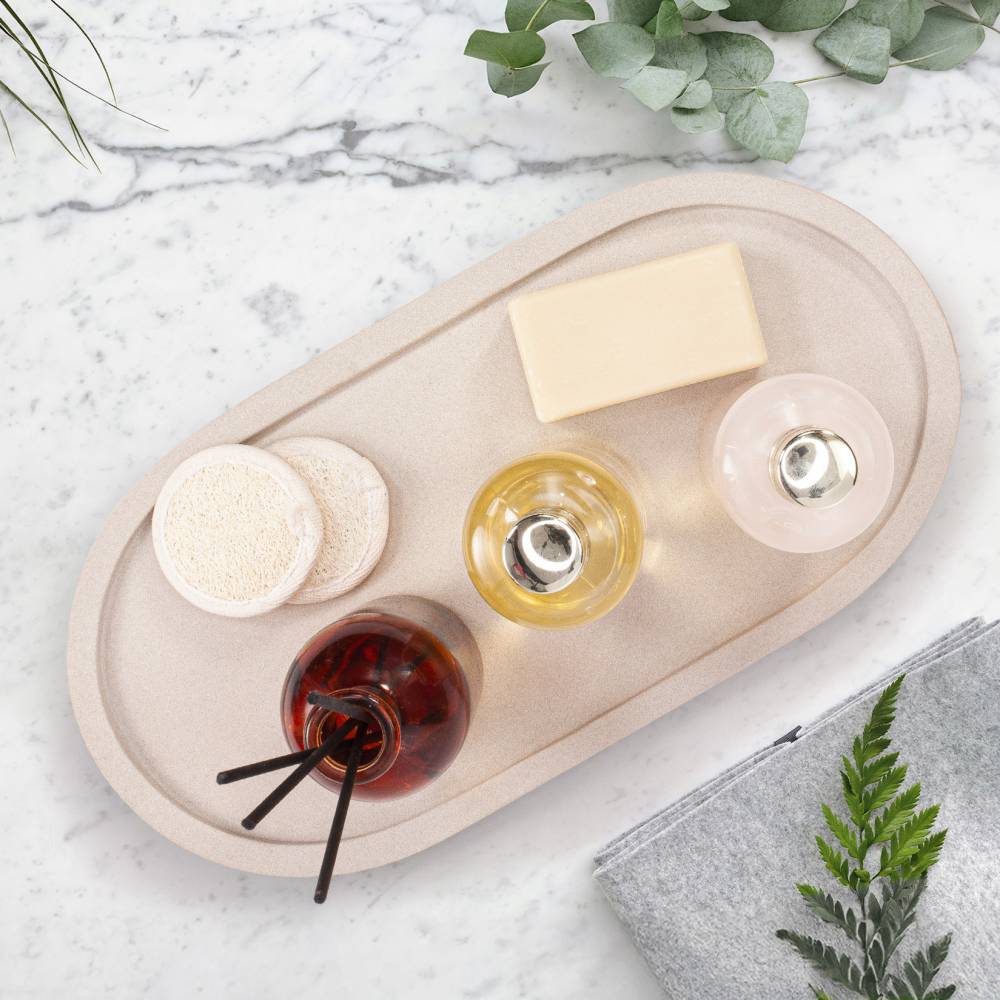 EHC Decorative Large Oval Stone Serving Tray - Mint Sandstone