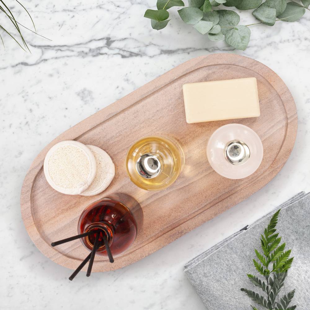 EHC Decorative Large Oval Stone Serving Tray - Rainbow Sandstone