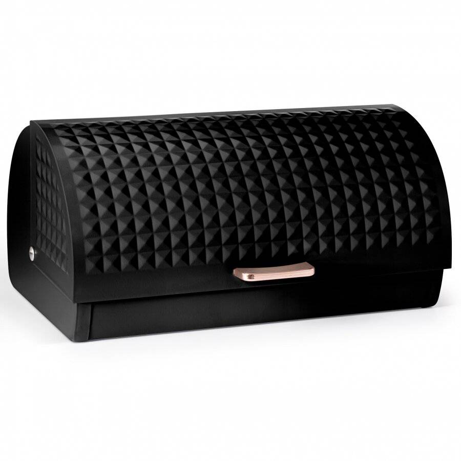 EHC Diamond Pattern Bread Storage Black Roll-Top Bread Bin