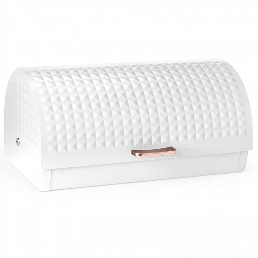 EHC Diamond Pattern Bread Storage White Roll-Top Bread Bin