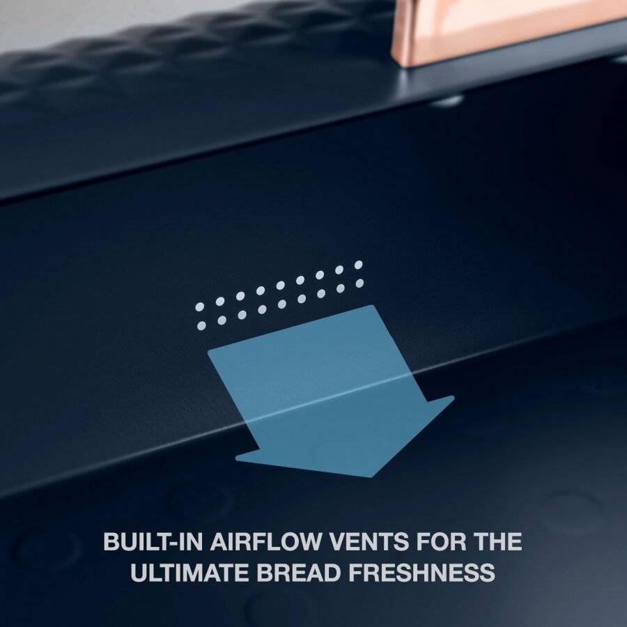 EHC Diamond Pattern Bread Storage Navy Blue Roll-Top Bread Bin
