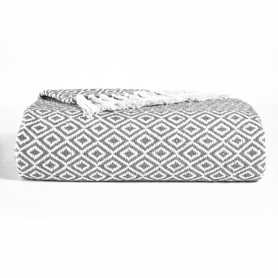 EHC Diamond Soft Cotton Double Throw, 150 x 200 cm, Large, Grey