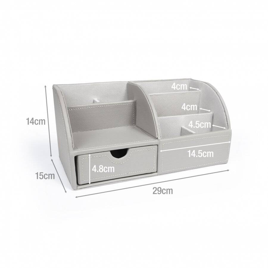 EHC Faux Leather Desk Stationery Storage Organizer - Grey