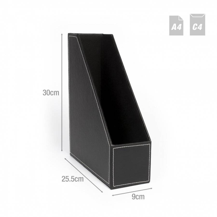 EHC Faux Leather Magazine Holder/Letter Storage Unit - Black