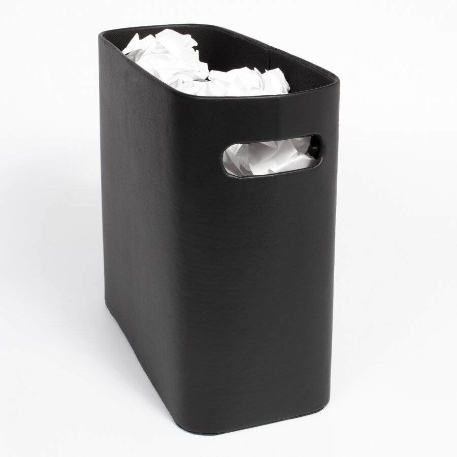EHC Faux Leather Waste Paper Basket Bin For Home & Office - Black