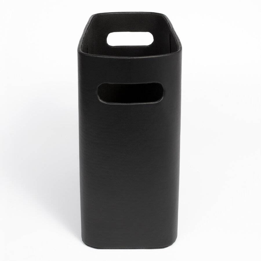 EHC Faux Leather Waste Paper Basket Bin For Home & Office - Black