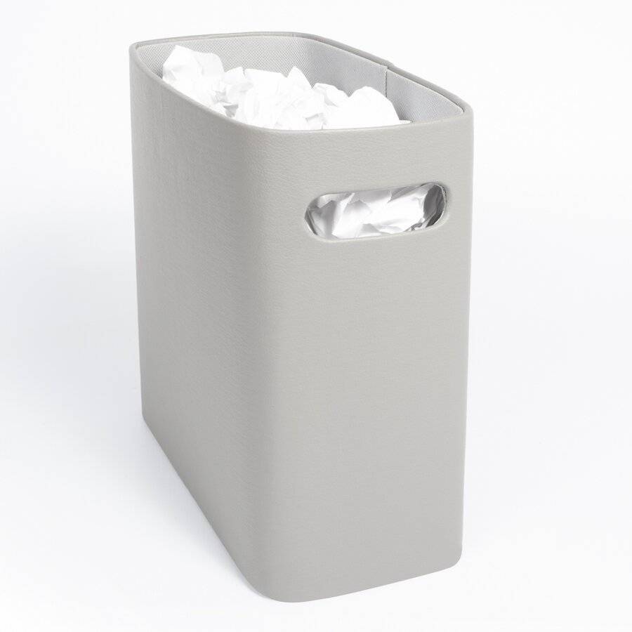 EHC Faux Leather Waste Paper Basket Bin For Home & Office - Grey
