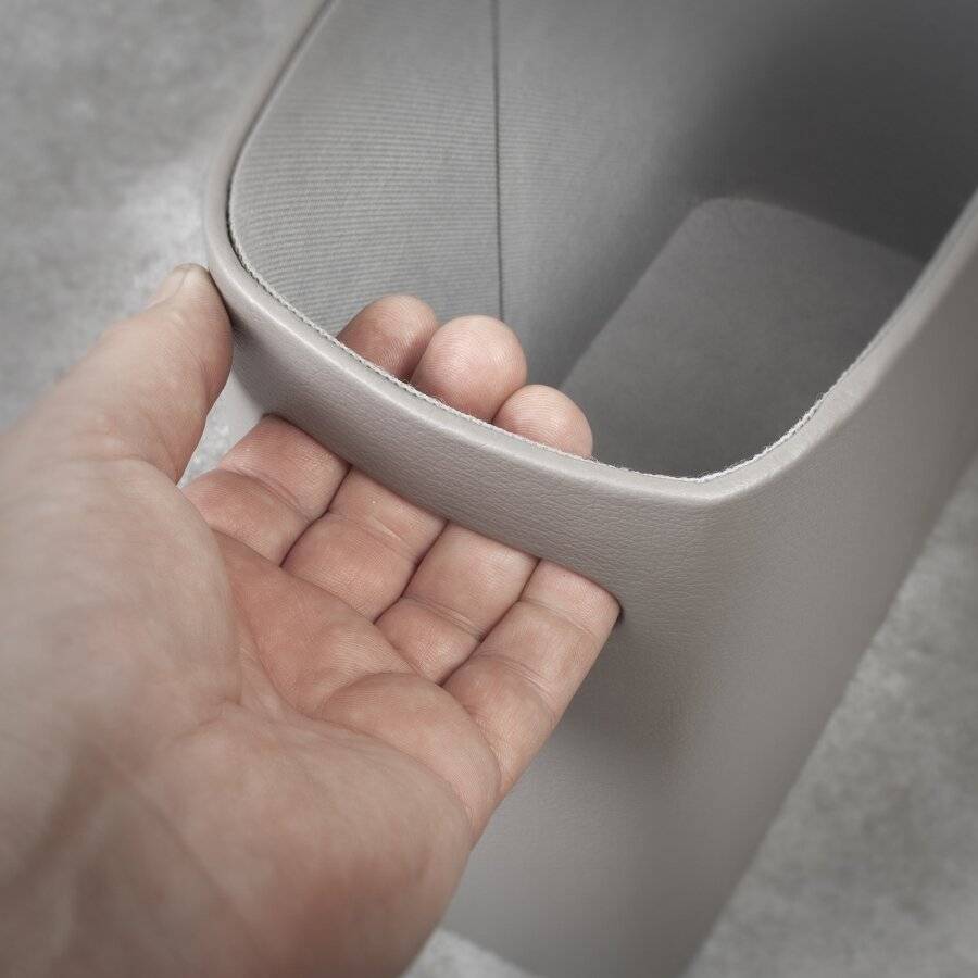 EHC Faux Leather Waste Paper Basket Bin For Home & Office - Grey