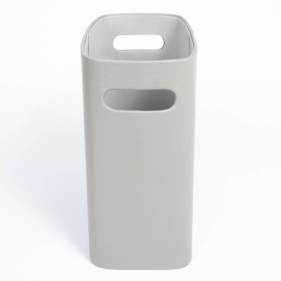EHC Faux Leather Waste Paper Basket Bin For Home & Office - Grey