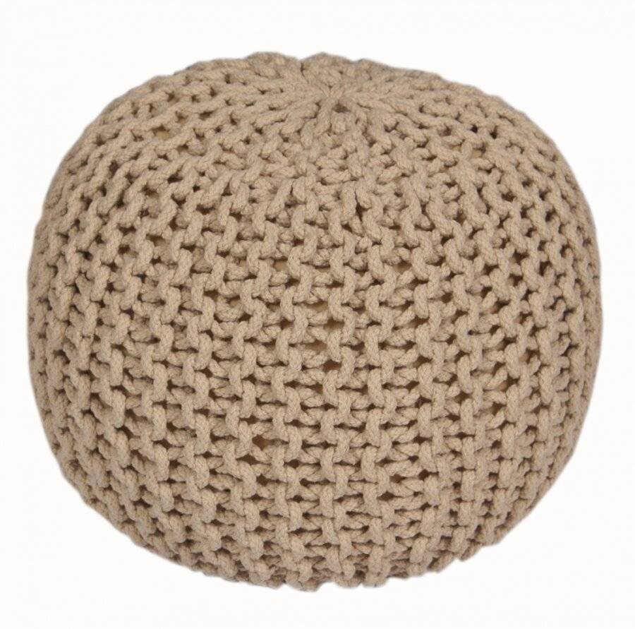 EHC Hand Knitted Double Braided Cotton Pouffe - Cappuccino