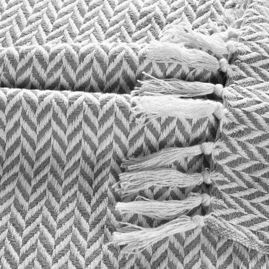 EHC Herringbone Soft Cotton Throw For Double Bed,150 x 200 cm, Grey