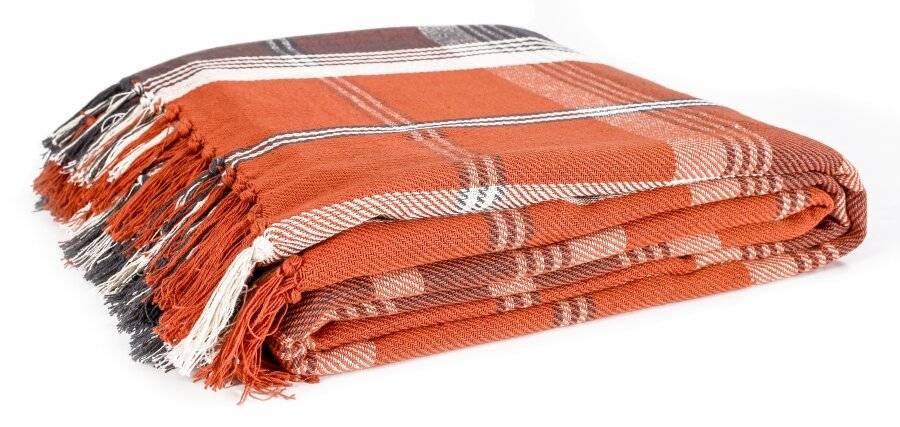 EHC Highland Large Cotton Throw For Bed, Sofa or Armchair, Spice