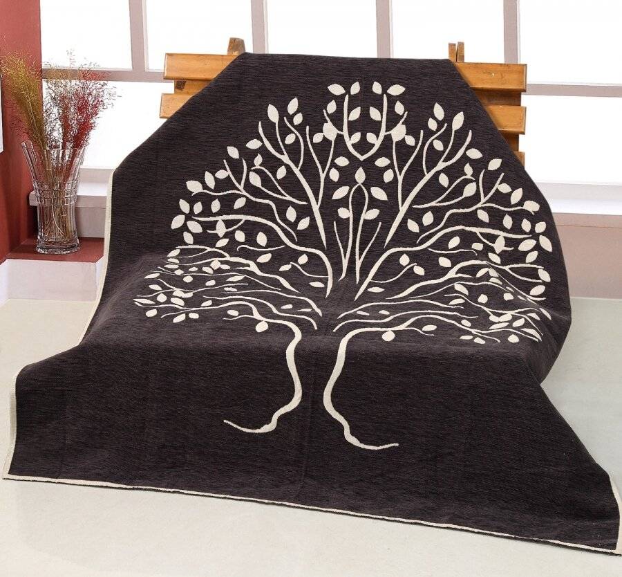 Jacquard Infinity Tree Throw For sofa Bed throw, 127 x 152 cm