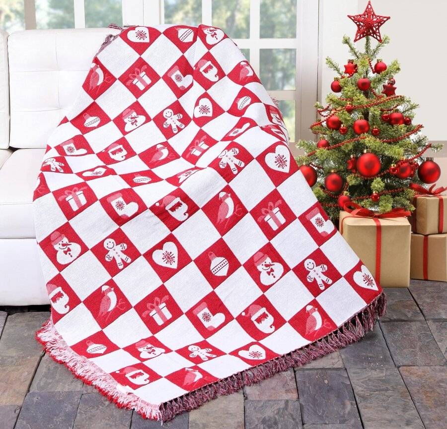 Jacquard Tapestry Reversible Xmas Celebrations Throw - 127 x 152 cm