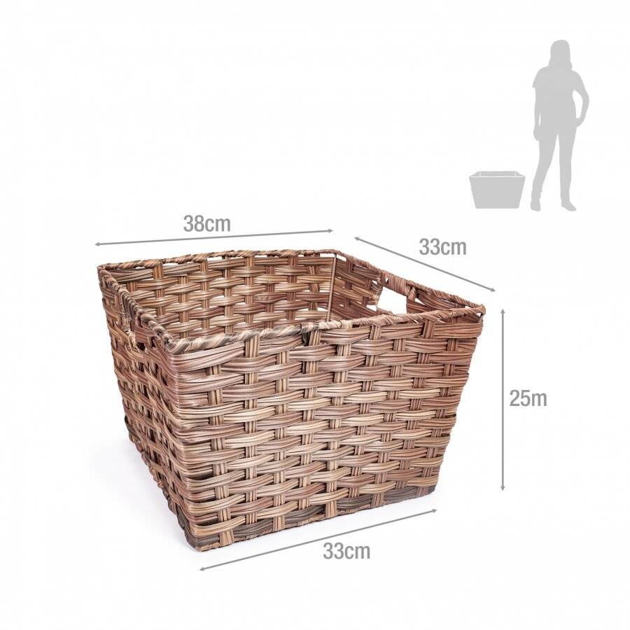 EHC Large Woven Storage Hamper Basket With Insert Handle, Brown