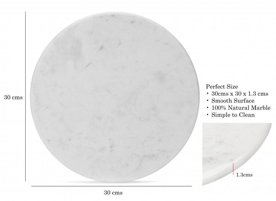 EHC Large White Marble Cheese Board Chopping & Serving Board - 30 cm