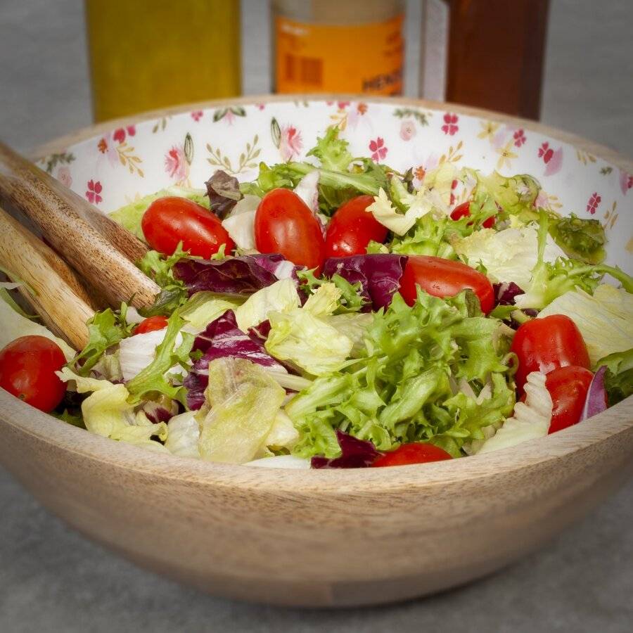 EHC Large Wooden Salad Bowl With two Matching Salad Servers