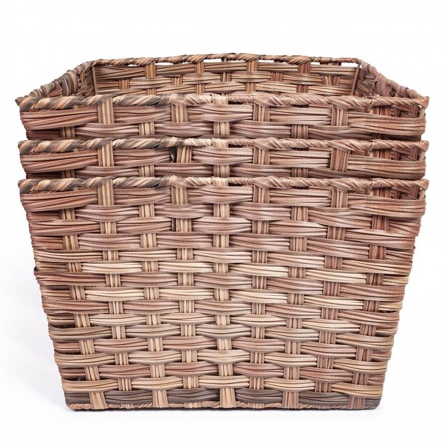 EHC Large Woven Storage Hamper Basket With Insert Handle, Brown