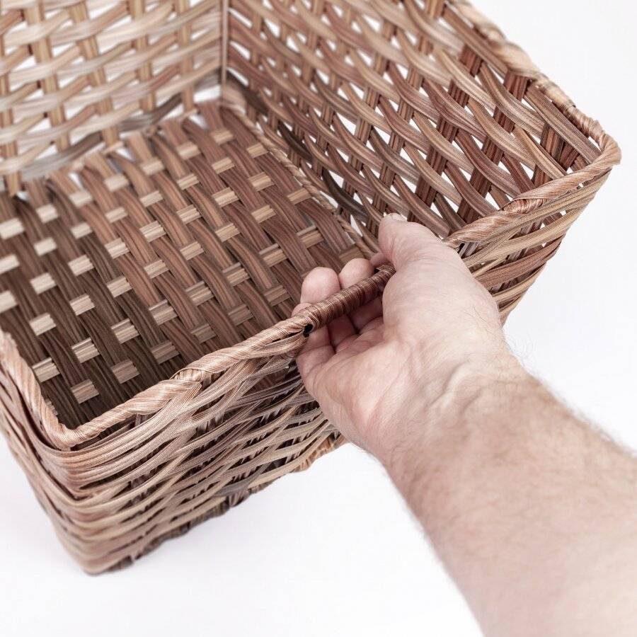 EHC Large Woven Storage Hamper Basket With Insert Handle, Brown
