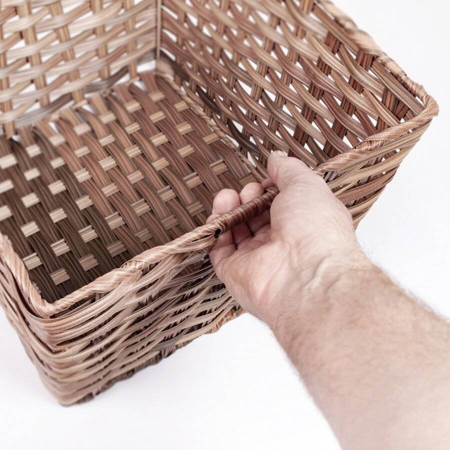 EHC Large Woven Storage Hamper Basket With Insert Handle, Brown