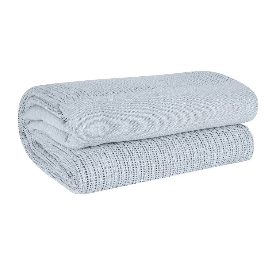 EHC Lightweight Hand Woven Adult Cellular Cotton Blanket - Light Grey