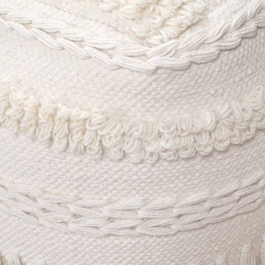 EHC Luxurious Handwoven Home Decorative Pouffe Footstool - Ivory