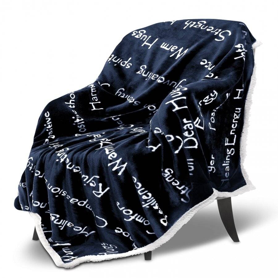 EHC Luxuriously Soft Warm Sherpa Printed Single Blanket - Navy Blue