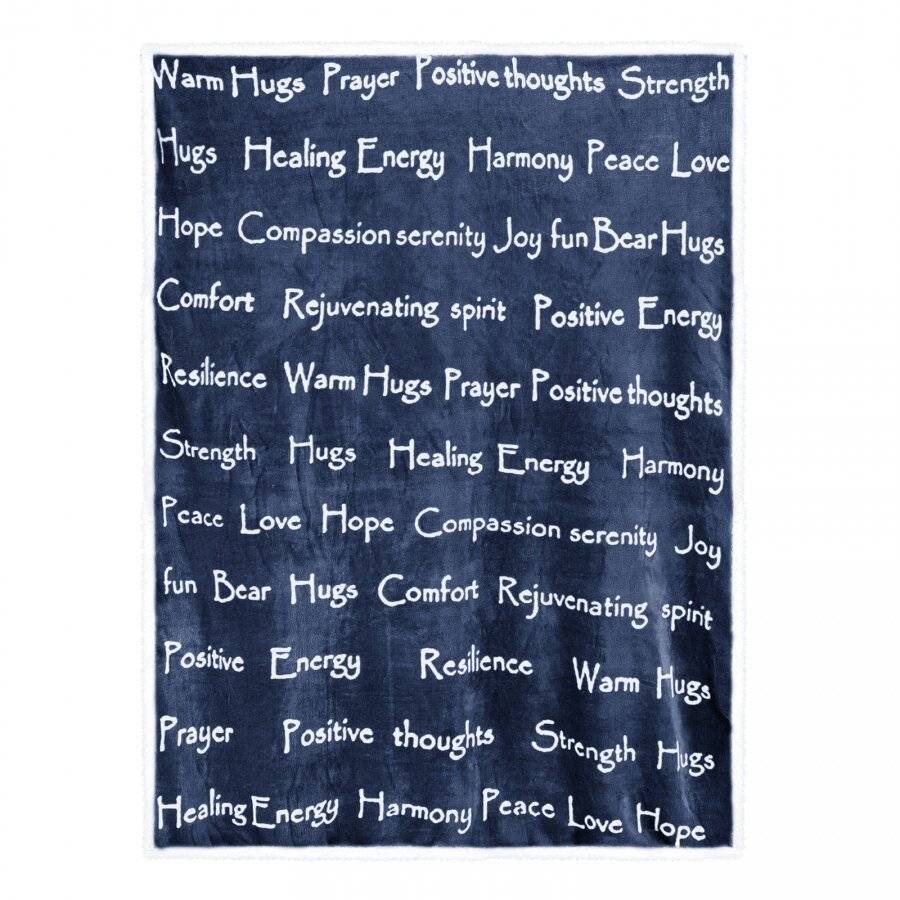 EHC Luxuriously Soft Warm Sherpa Printed Single Blanket - Navy Blue