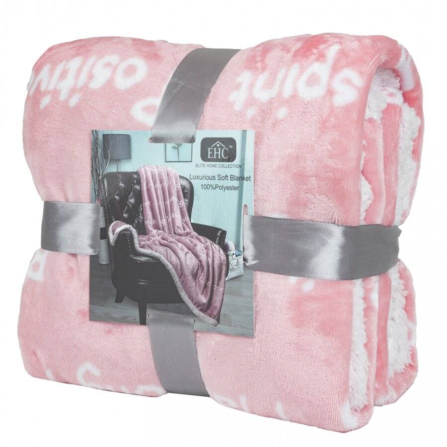 EHC Luxuriously Soft Warm Sherpa Printed Single Blanket - Pink