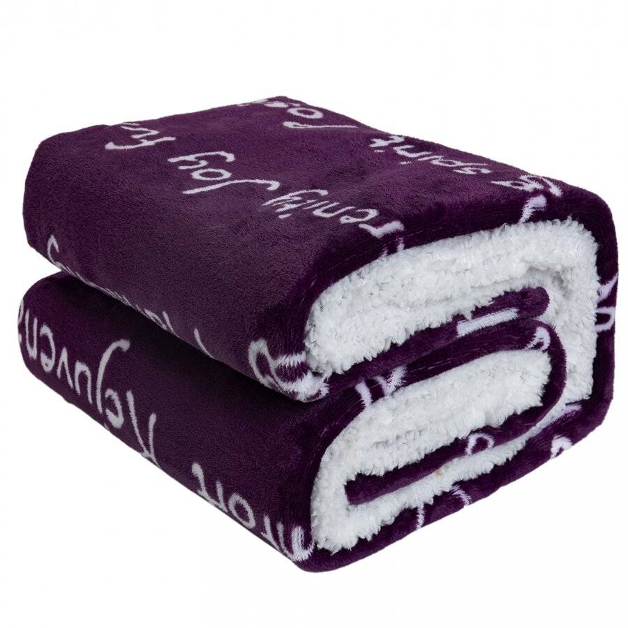 EHC Luxuriously Soft Warm Sherpa Printed Single Blanket - Purple