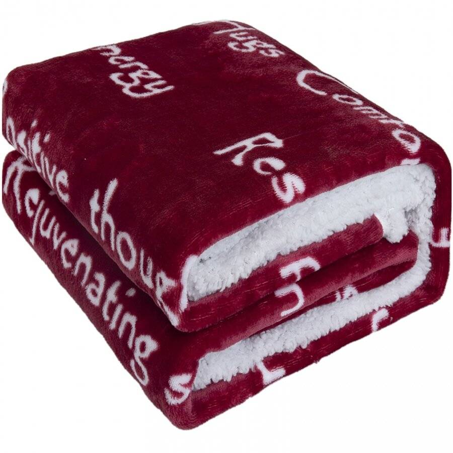 EHC Luxuriously Soft Warm Sherpa Printed Single Blanket - Wine