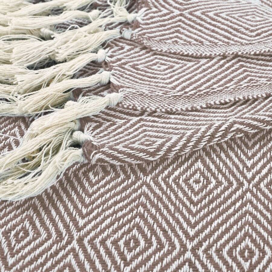 EHC Luxury Super Soft Cotton Diamond Large Throw - Beige, 150 x 200 cm