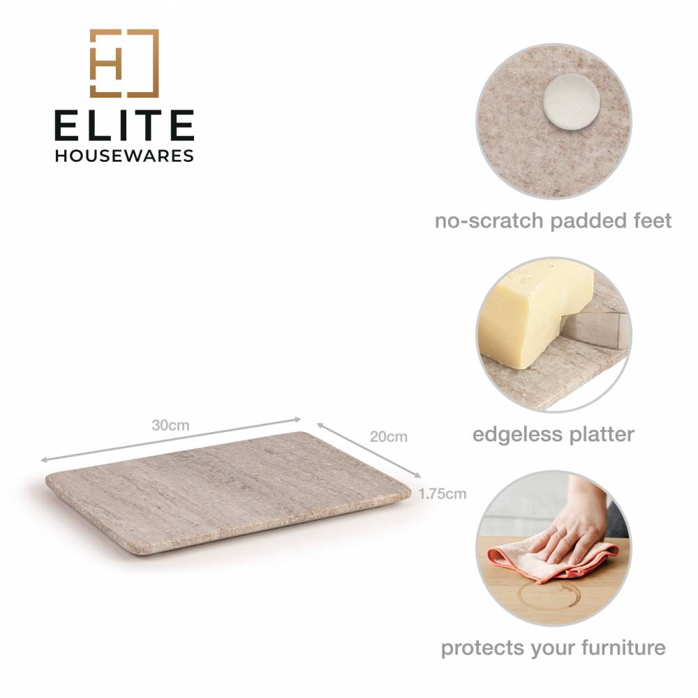 EHC Marbl Cutting Chopping Board w/Anti-Slip Pads, Natural Natural