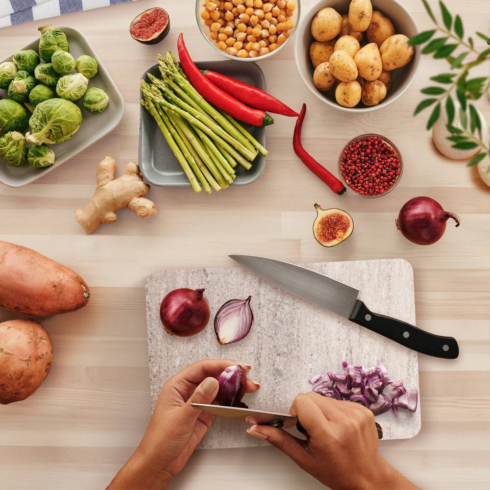 EHC Marbl Cutting Chopping Board w/Anti-Slip Pads, Natural Natural