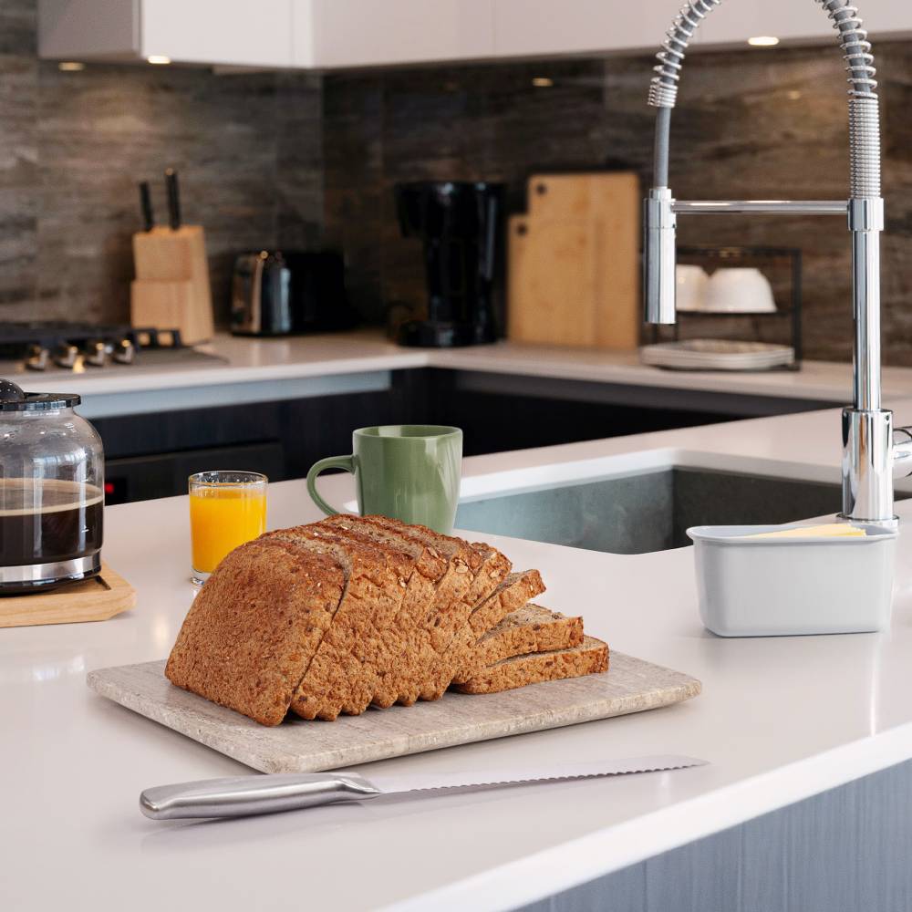 EHC Marbl Cutting Chopping Board w/Anti-Slip Pads, Natural Natural