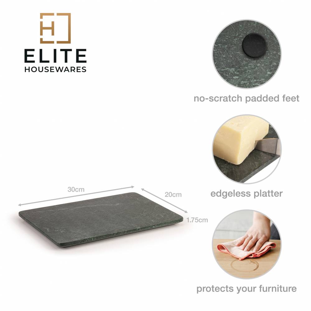 EHC Marble Kitchen Cutting Chopping Board with Anti-Slip Pads, Green