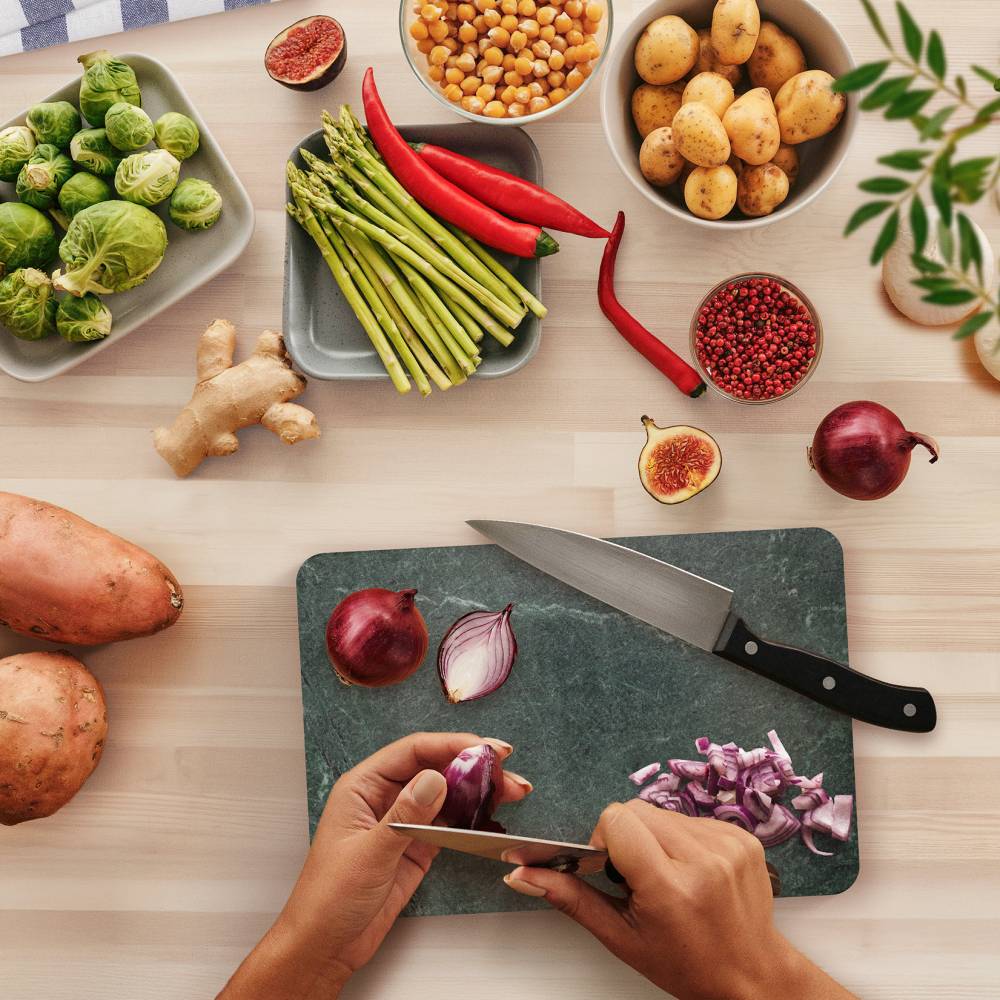 EHC Marble Kitchen Cutting Chopping Board with Anti-Slip Pads, Green