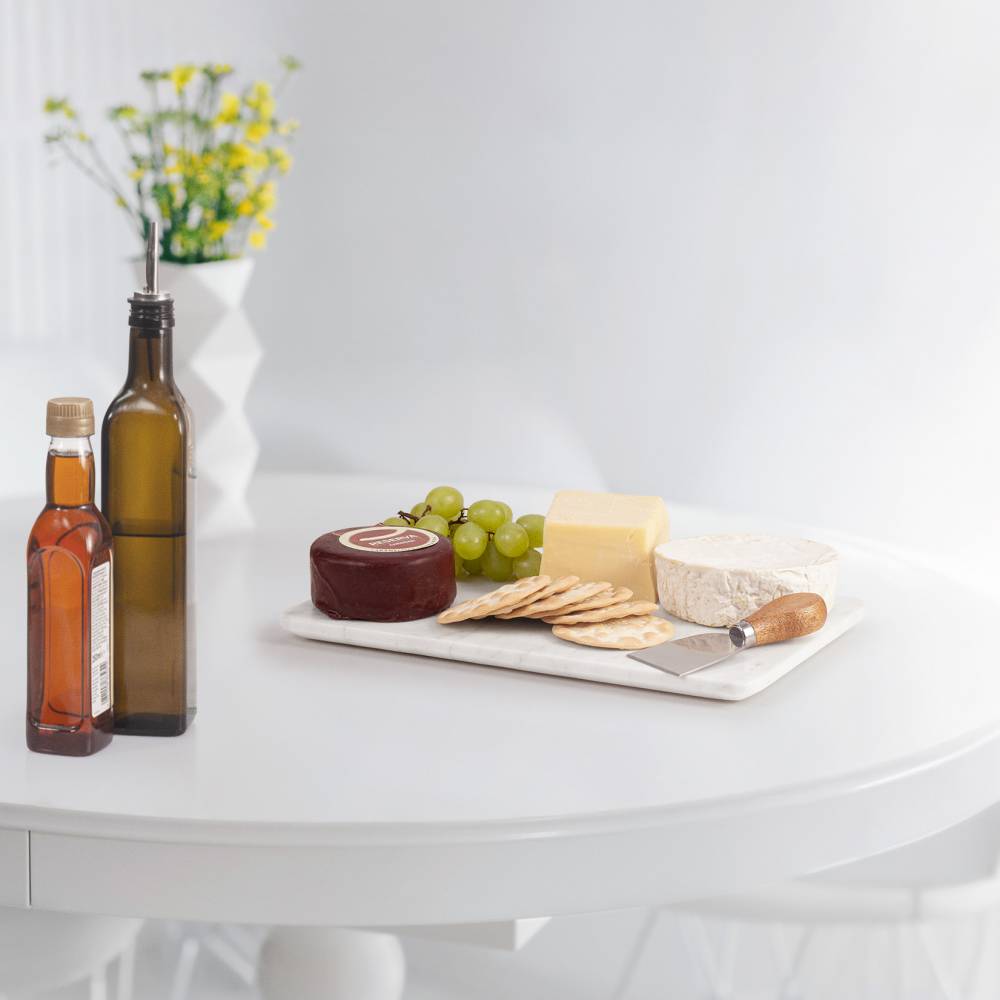 EHC Marble Kitchen Cutting Chopping Board with Anti-Slip Pads, White