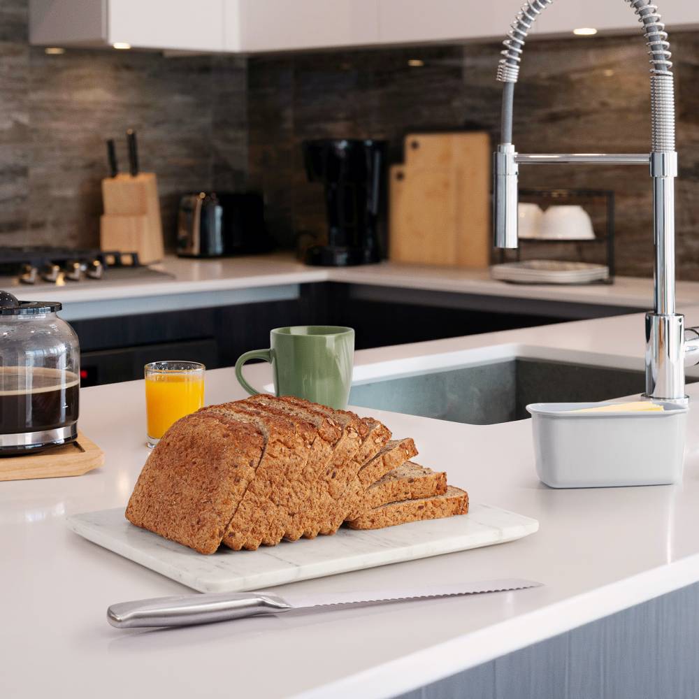 EHC Marble Kitchen Cutting Chopping Board with Anti-Slip Pads, White