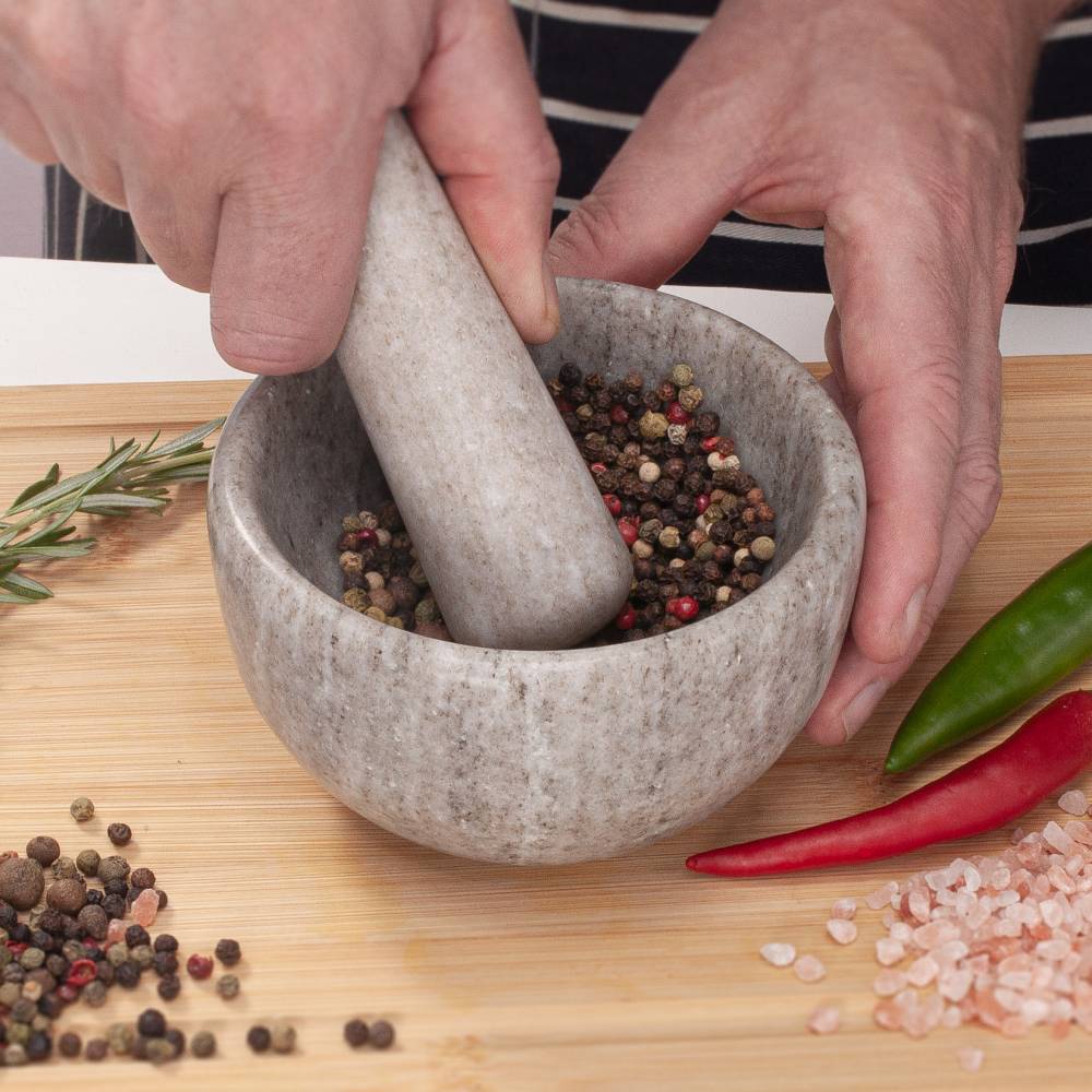 EHC Marble Mortar Pestle Set, Premium Herb Spice Grinder - Natural