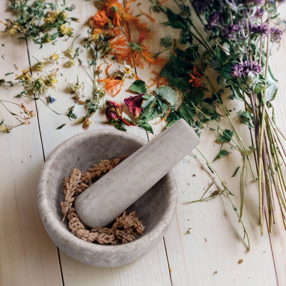 EHC Marble Mortar Pestle Set, Premium Herb Spice Grinder - Natural