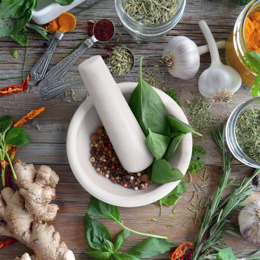 EHC Marble Mortar Pestle Set, Premium Herb Spice Grinder - White