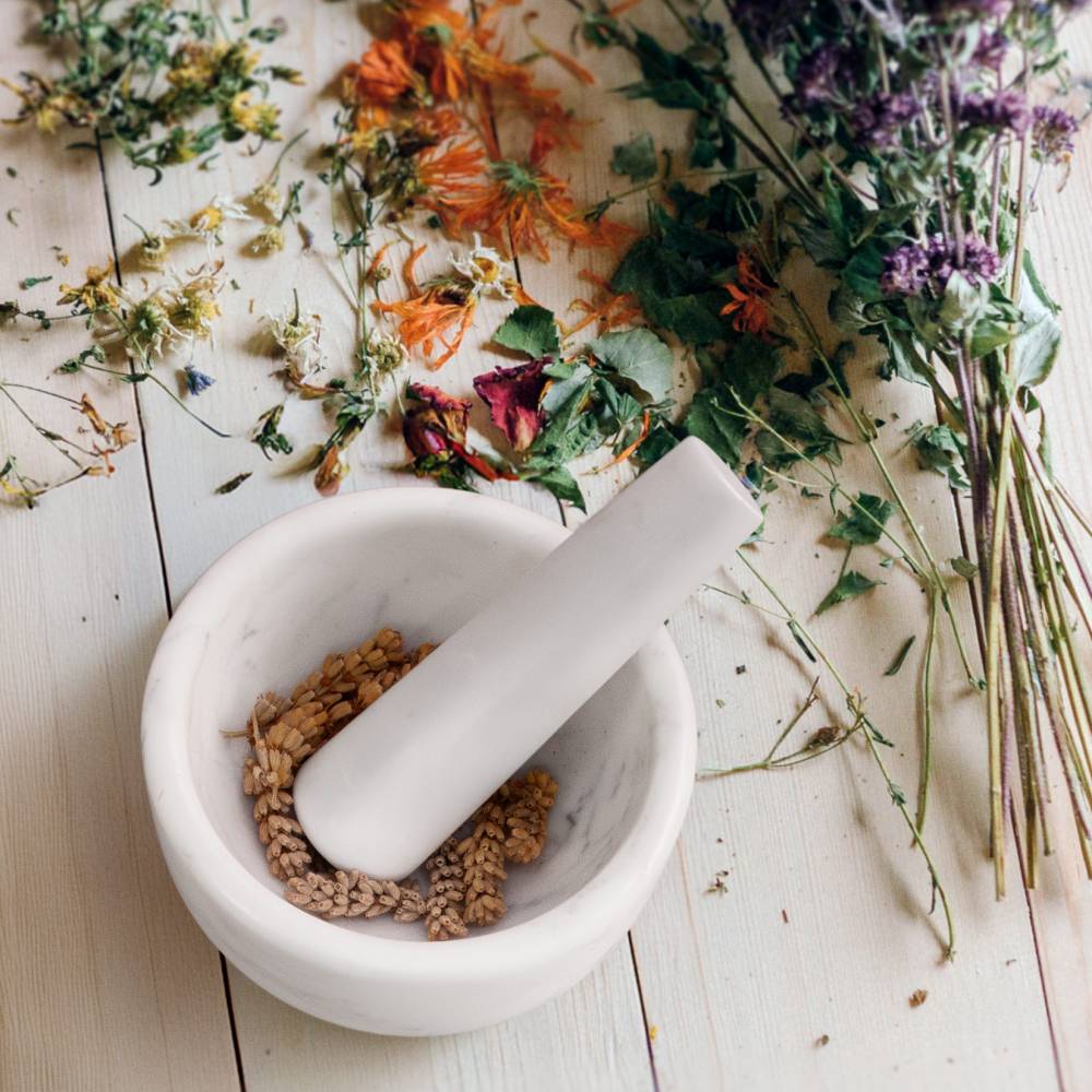 EHC Marble Mortar Pestle Set, Premium Herb Spice Grinder - White